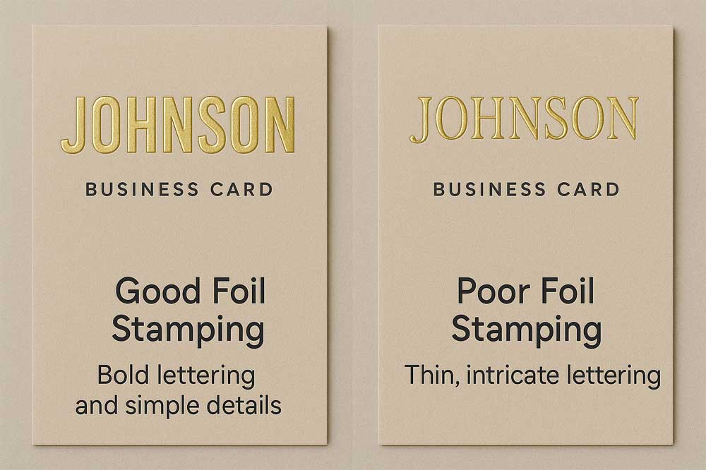 good & poor foiling finish