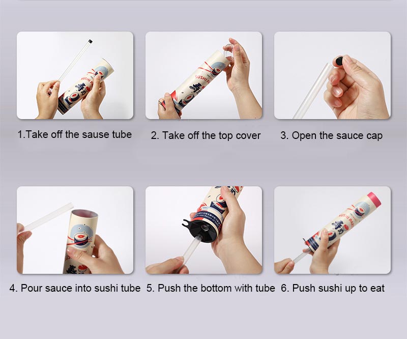 sushi push tube packaging steps